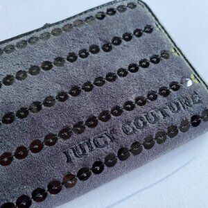 Juicy Couture Vintage Velour Sequin Stripe Continental Zip Wallet